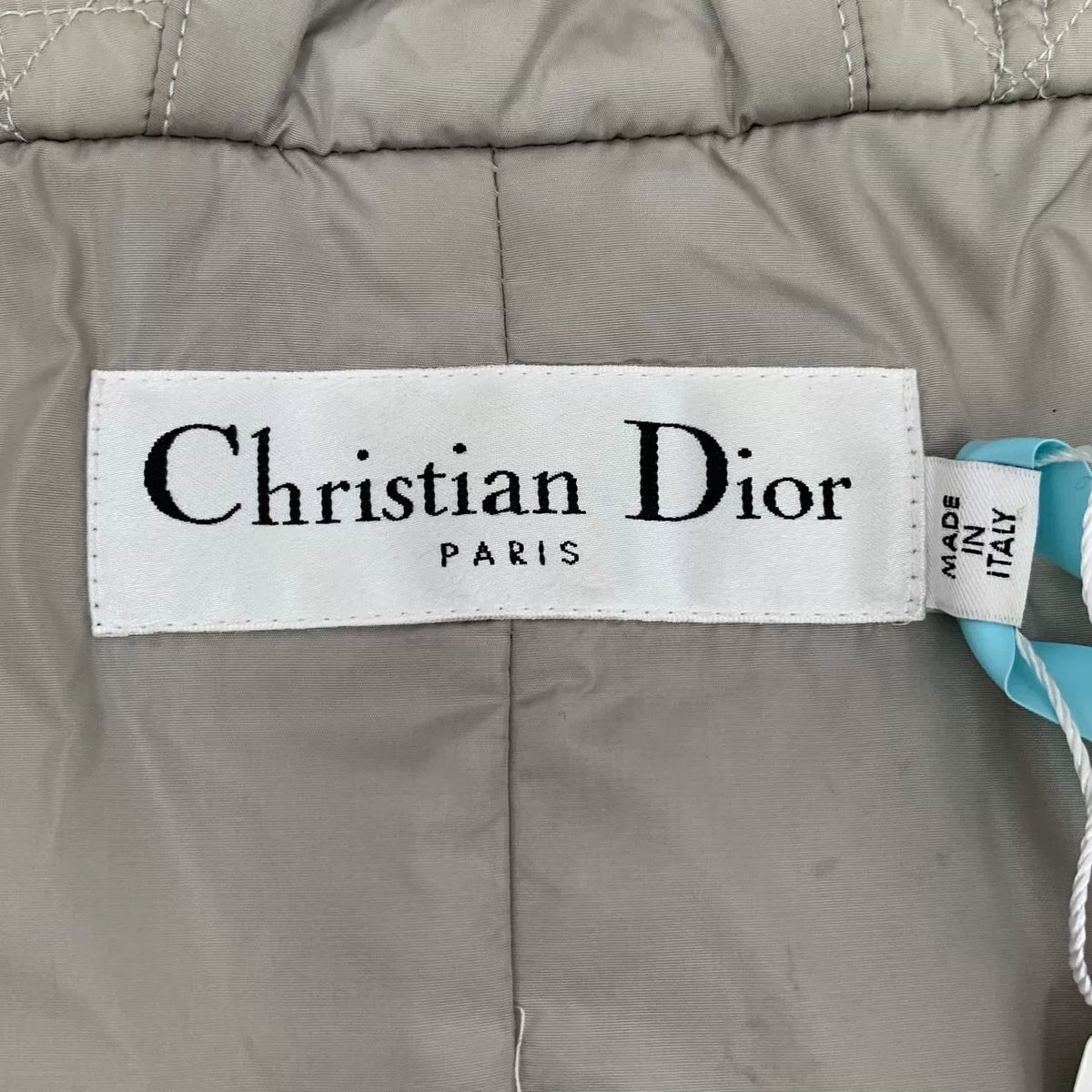 Dior Grey Diamond Quilted Hooded Fur Collar Silver Button Cotton Jacket