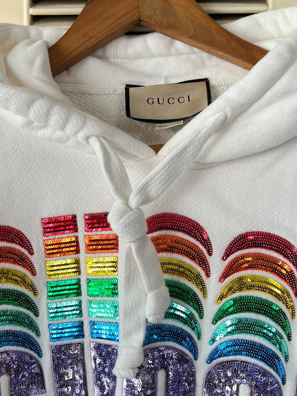 Gucci Rainbow Sequin Cropped Hoodie