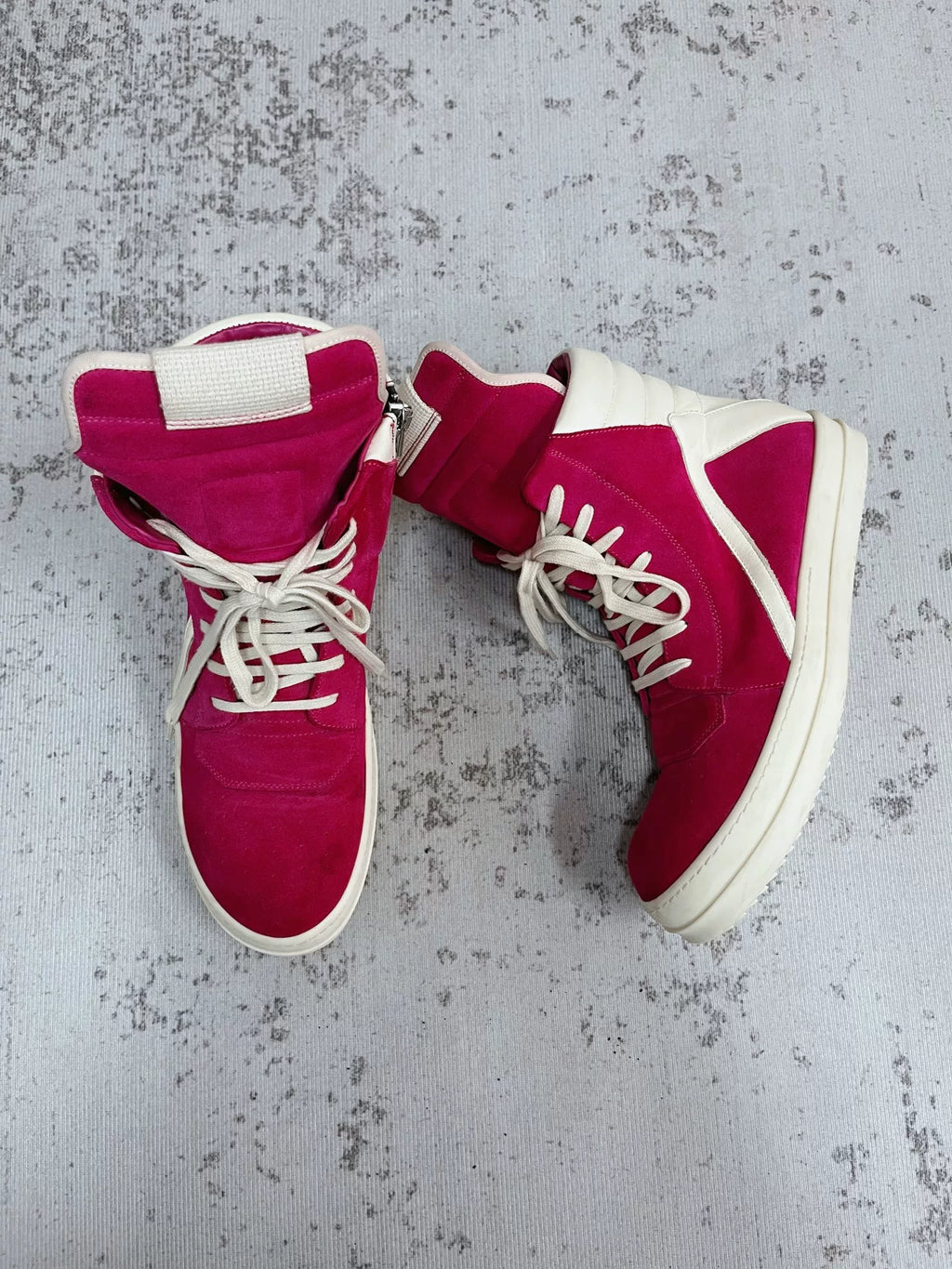 Rick Owens Women's Geobasket Sneakers in Fuschia/Milk