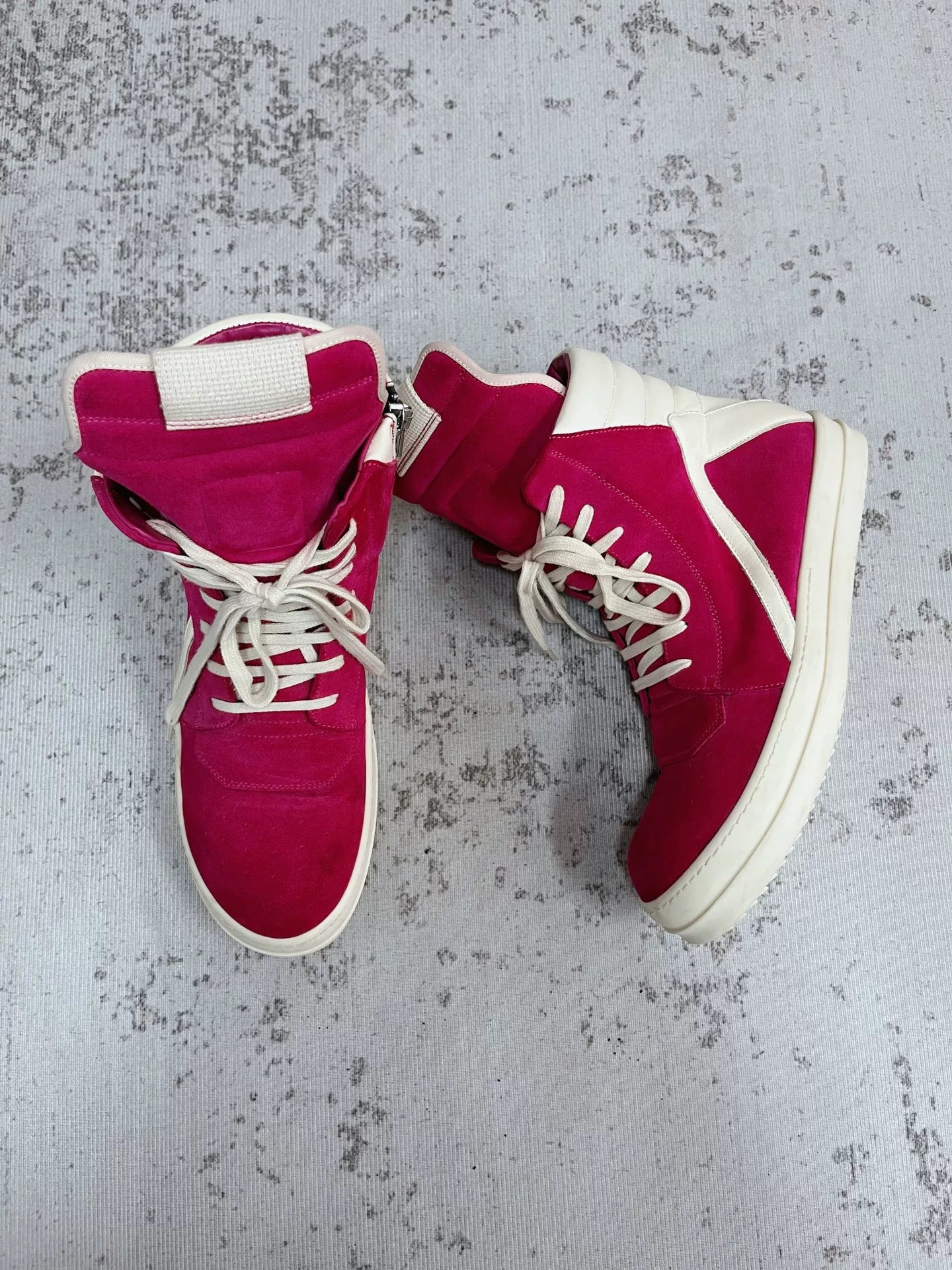 Rick Owens Women's Geobasket Sneakers in Fuschia/Milk
