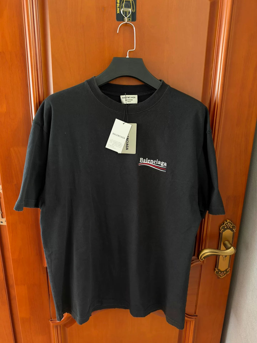 Balenciaga Black Cola Embroidered Destruction Short Sleeve T-Shirt