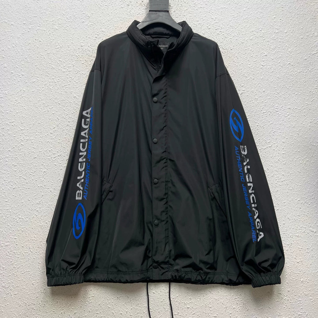 Balenciaga SS24 Wave Logo Print Crew Neck Button-Down Long Sleeve Jacket Windbreaker