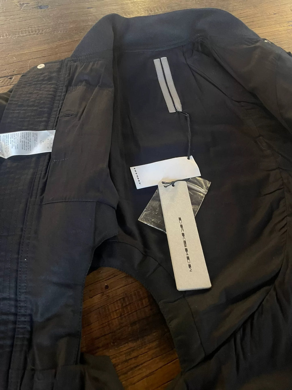 Rick Owens SS19 Black Shred Flight Bomber Cotton Jacket