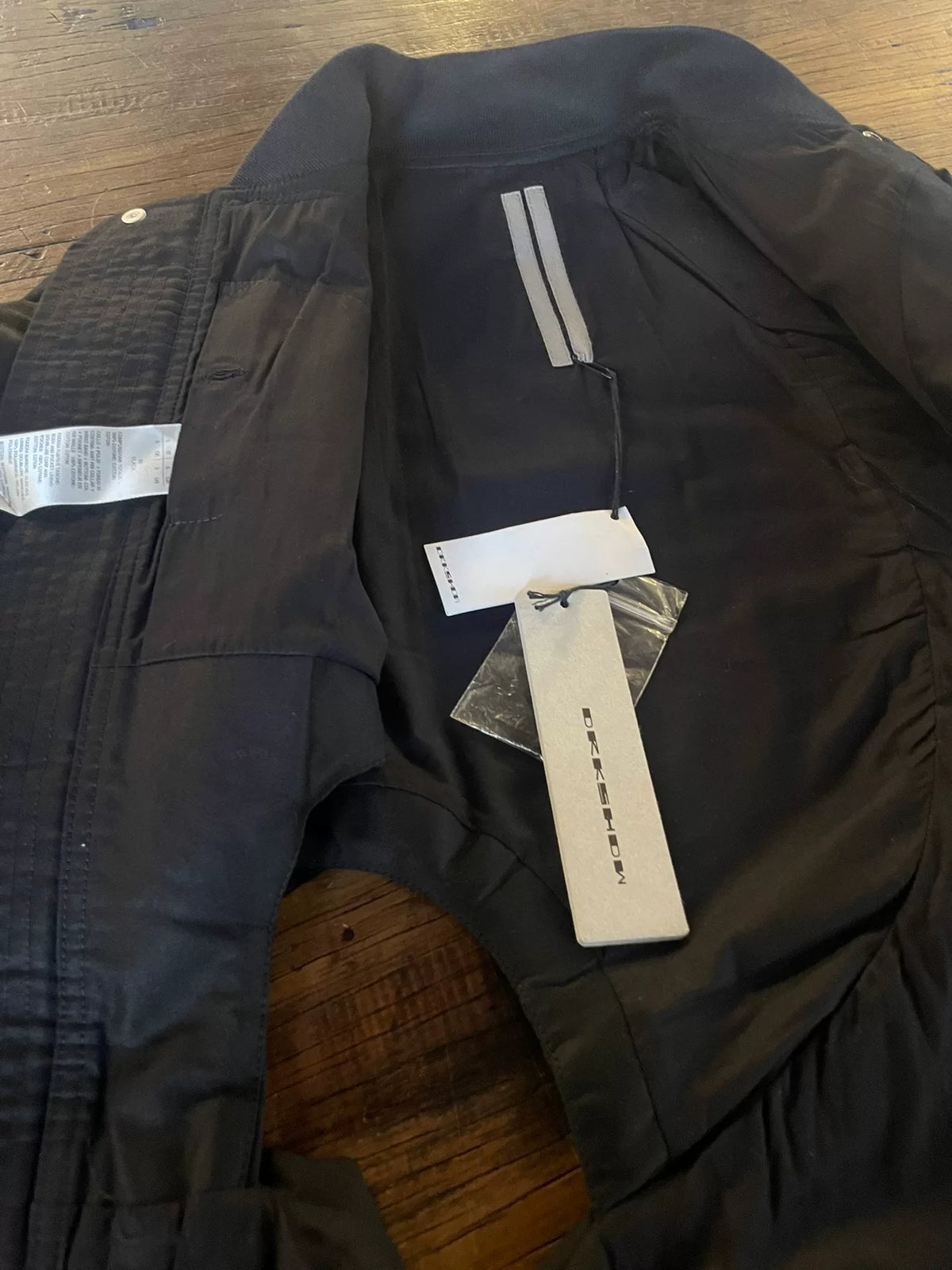 Rick Owens SS19 Black Shred Flight Bomber Cotton Jacket
