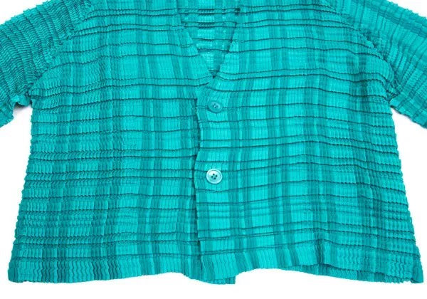 Issey Miyake Vintage Green Pleated Top