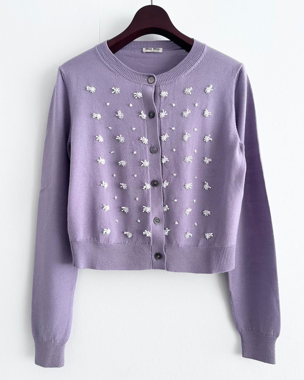 Miu Miu Beaded Wool Knit Sweater