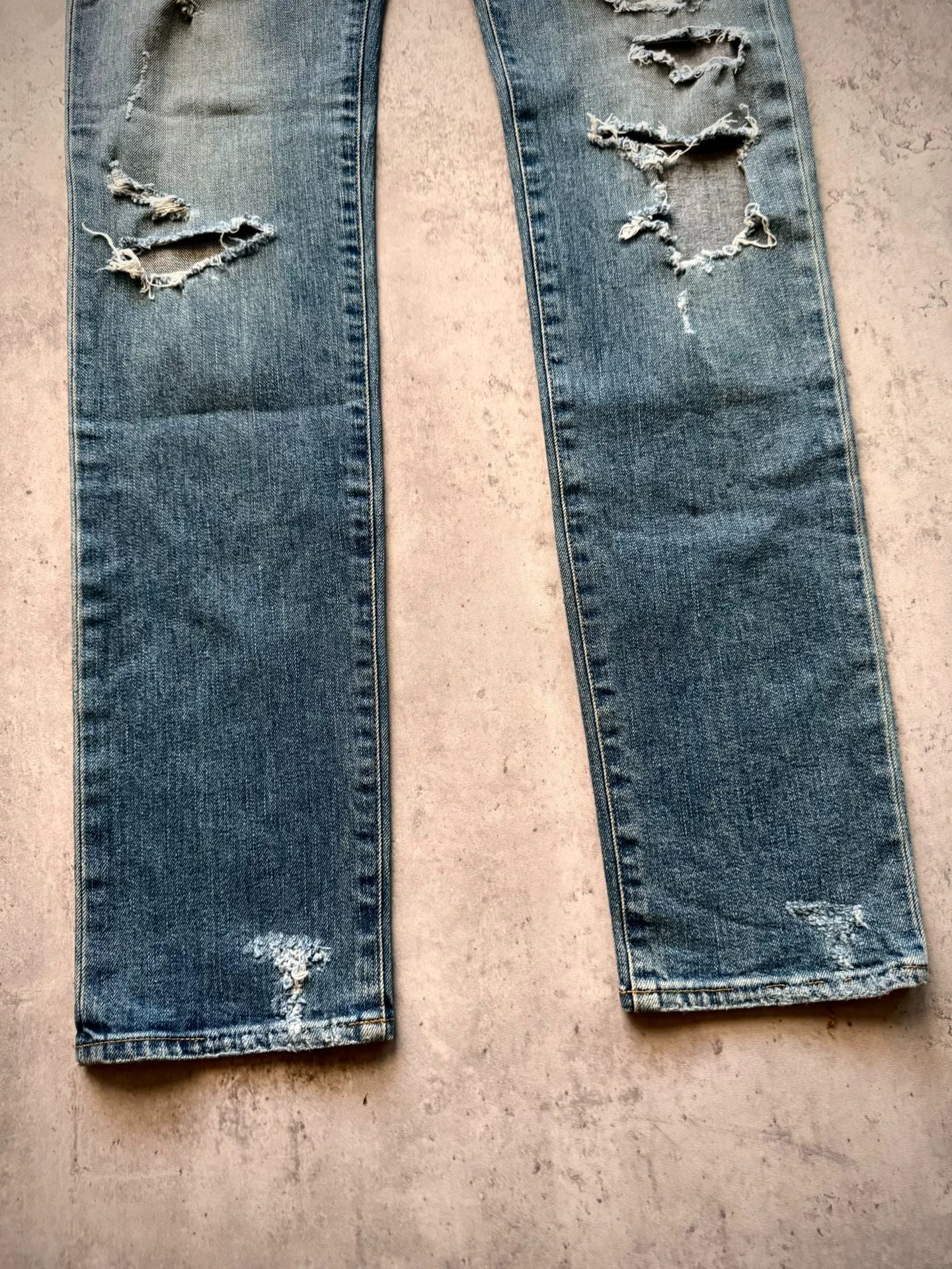 Saint Laurent Paris 15AW D02 Dark Blue Distressed Jeans by Hedi Slimane