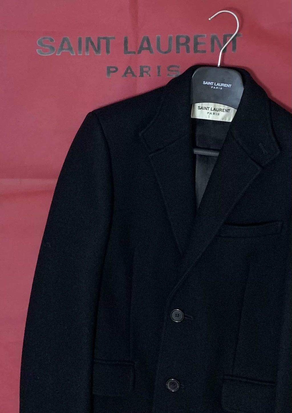 Saint Laurent 15FW Black Sheepskin Coat Wool