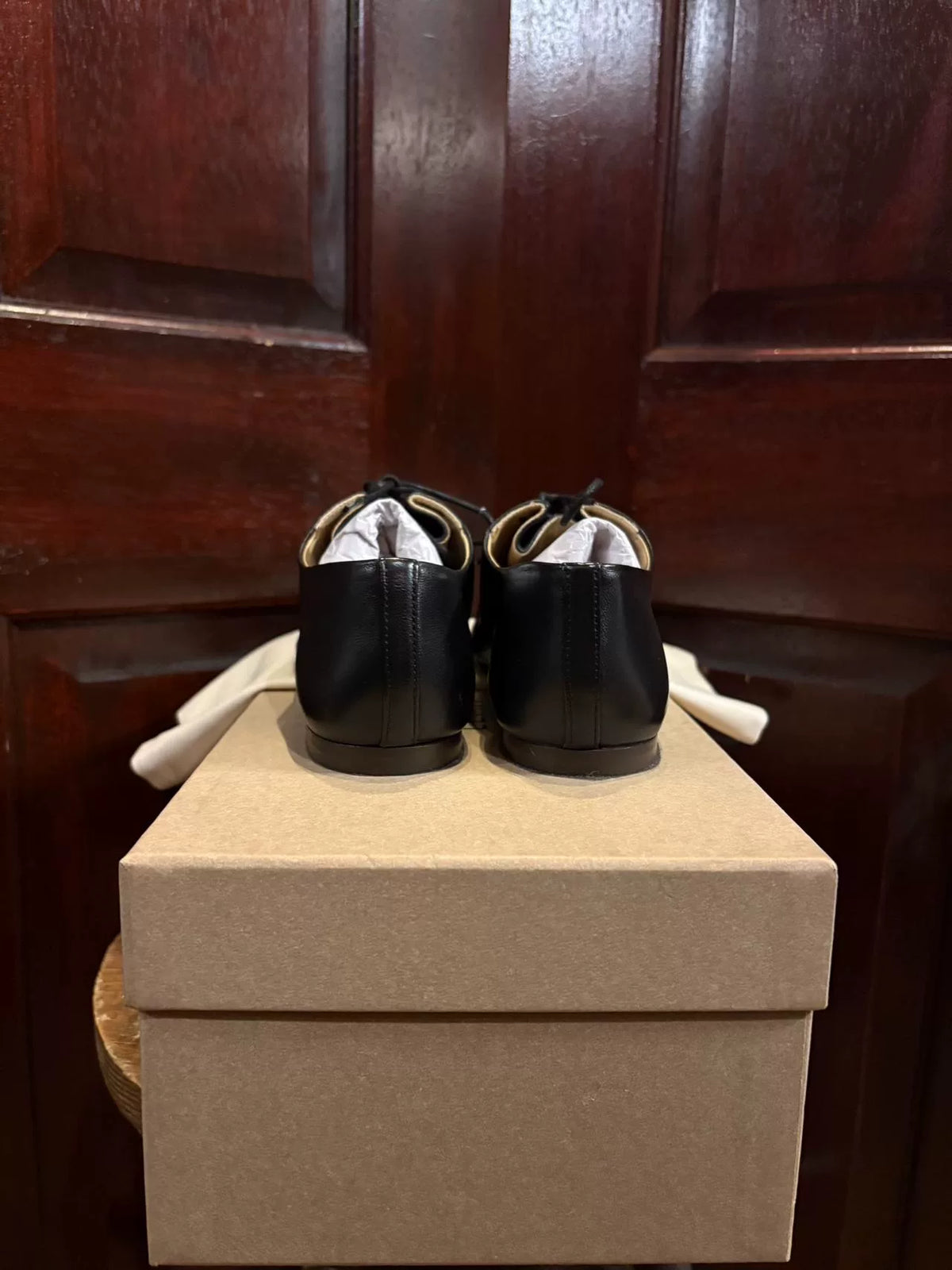 Lemaire SS24 Black Ouris Flat Classic Derby Lambskin Flats