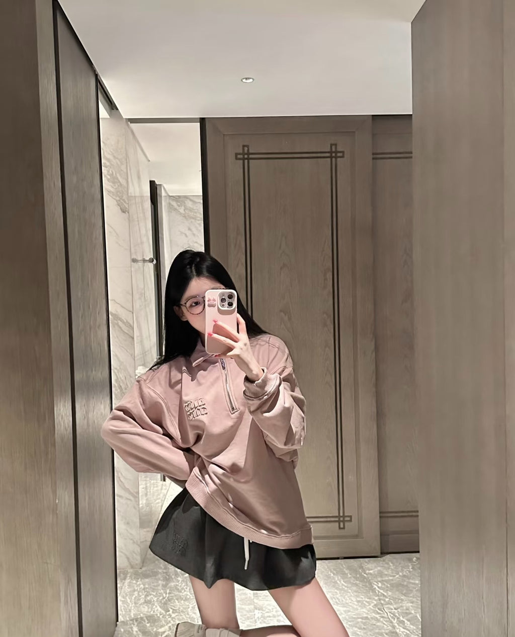 Miu Miu Pink Quarter Zip Sweatshirt