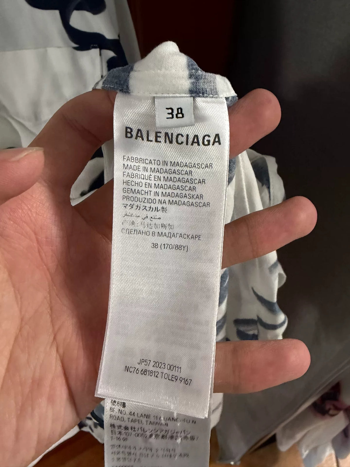 Balenciaga Black White All-Over Logo Long Sleeve Shirt