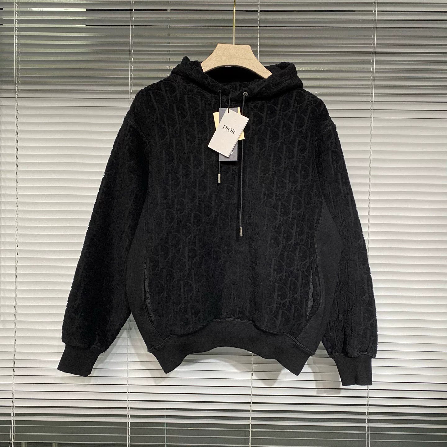Dior Hooded Oblique Jacquard Monogram All-Over Print Terry Logo Black Hoodie