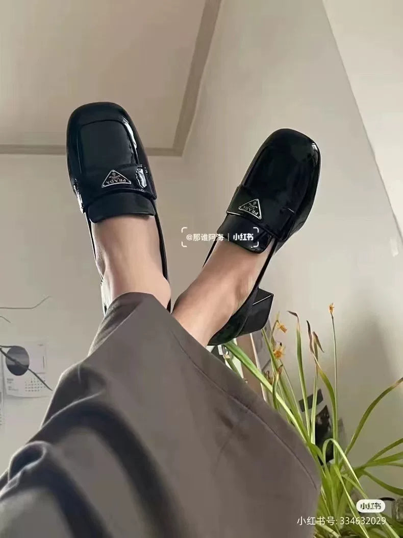 Prada patent leather glossy loafers