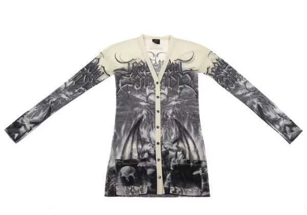 Jean Paul Gaultier Vintage Grey Demon Mesh Cardigan
