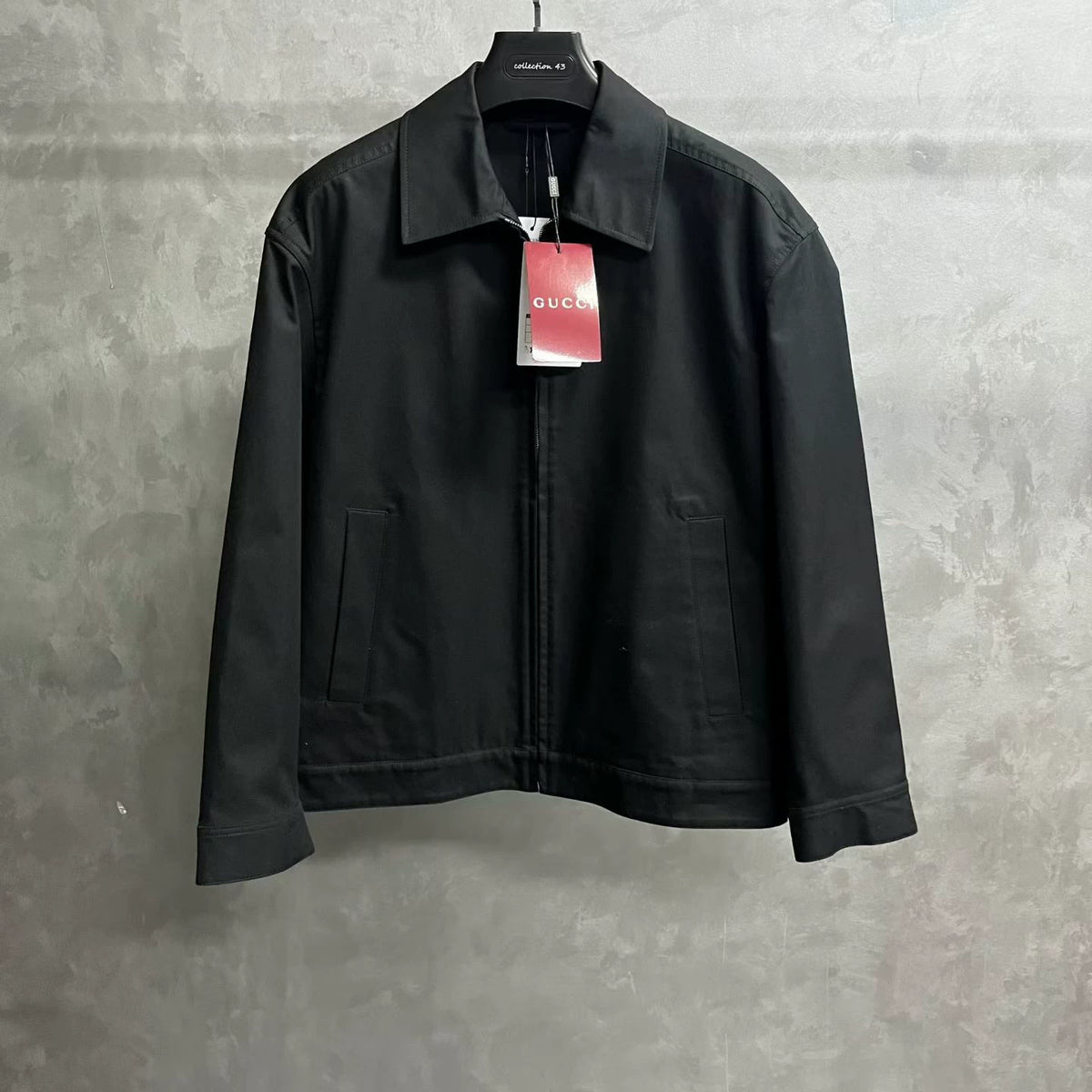 Gucci Black Cotton Poplin Grid Pattern Jacket