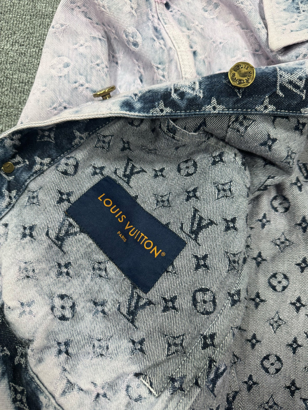 Louis Vuitton Logo Jacquard Fringe Denim Jacket