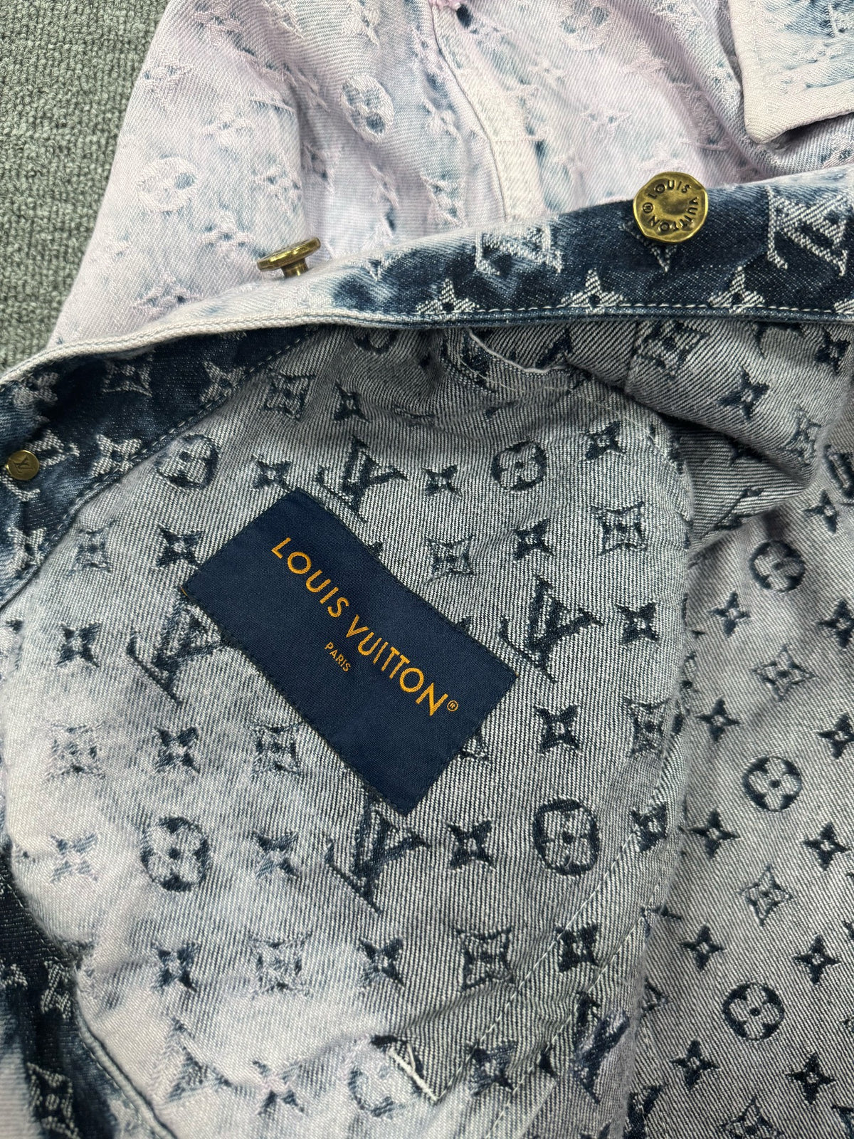 Louis Vuitton Logo Jacquard Fringe Denim Jacket