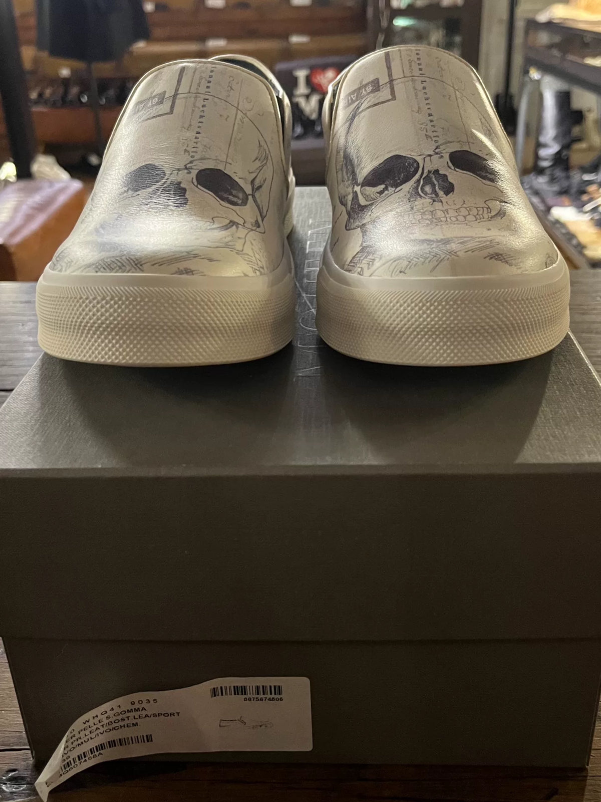 Alexander McQueen SS17 White Skull Print Leather Loafers
