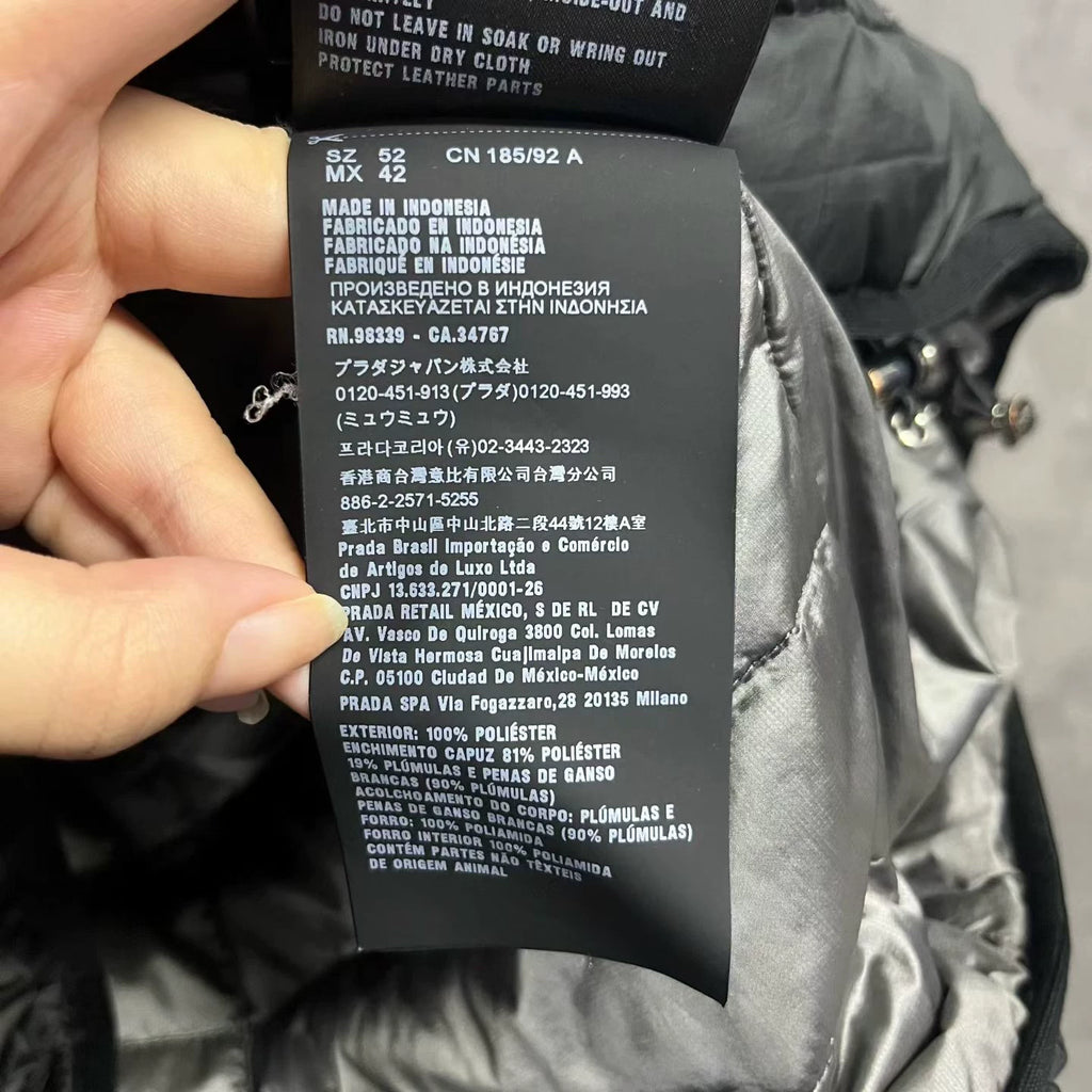 Prada Black Zip-Up Hooded Down Jacket