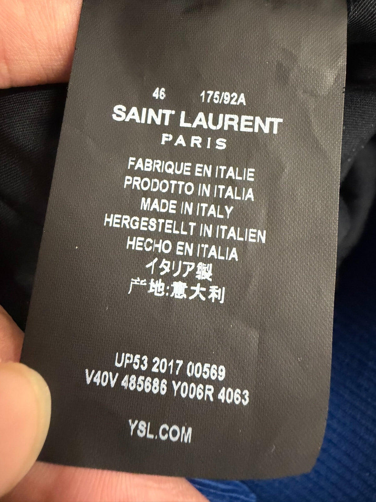 Saint Laurent FW17 Embroidered Letter Corduroy Baseball Jacket