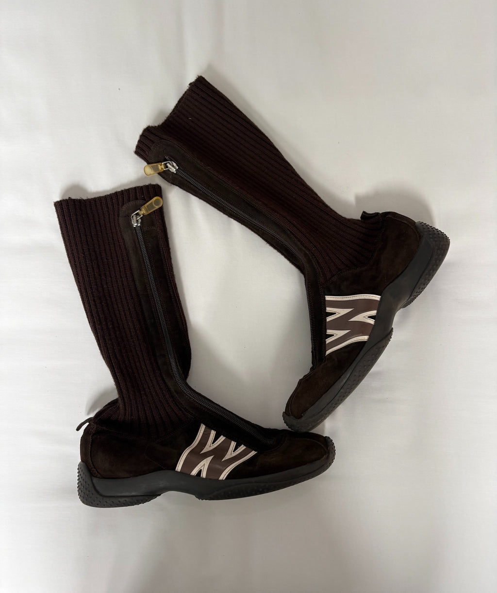 Walter van Beirendonck Knit Patchwork Boxing Boots