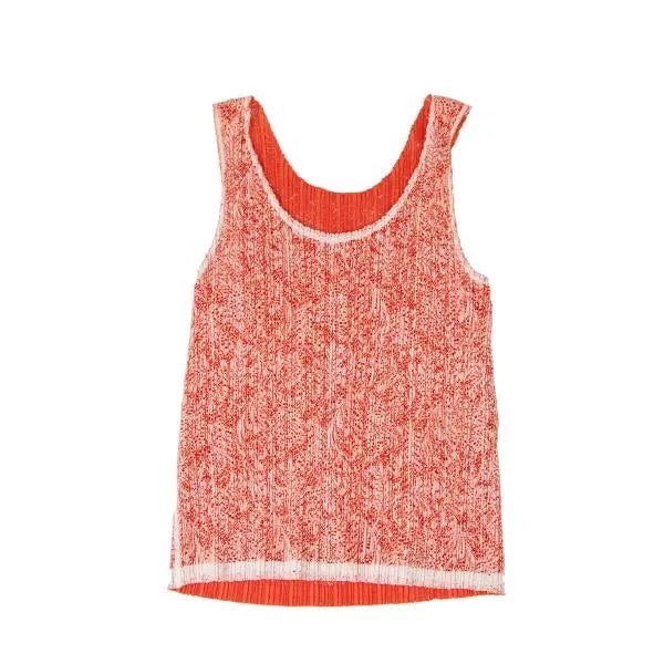 Issey Miyake Vintage Watermelon Red Floral Pleated Top