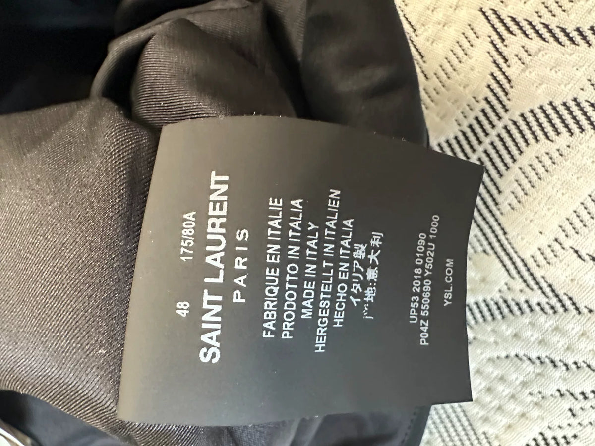 Saint Laurent Paris Black Embroidered Wool Trousers