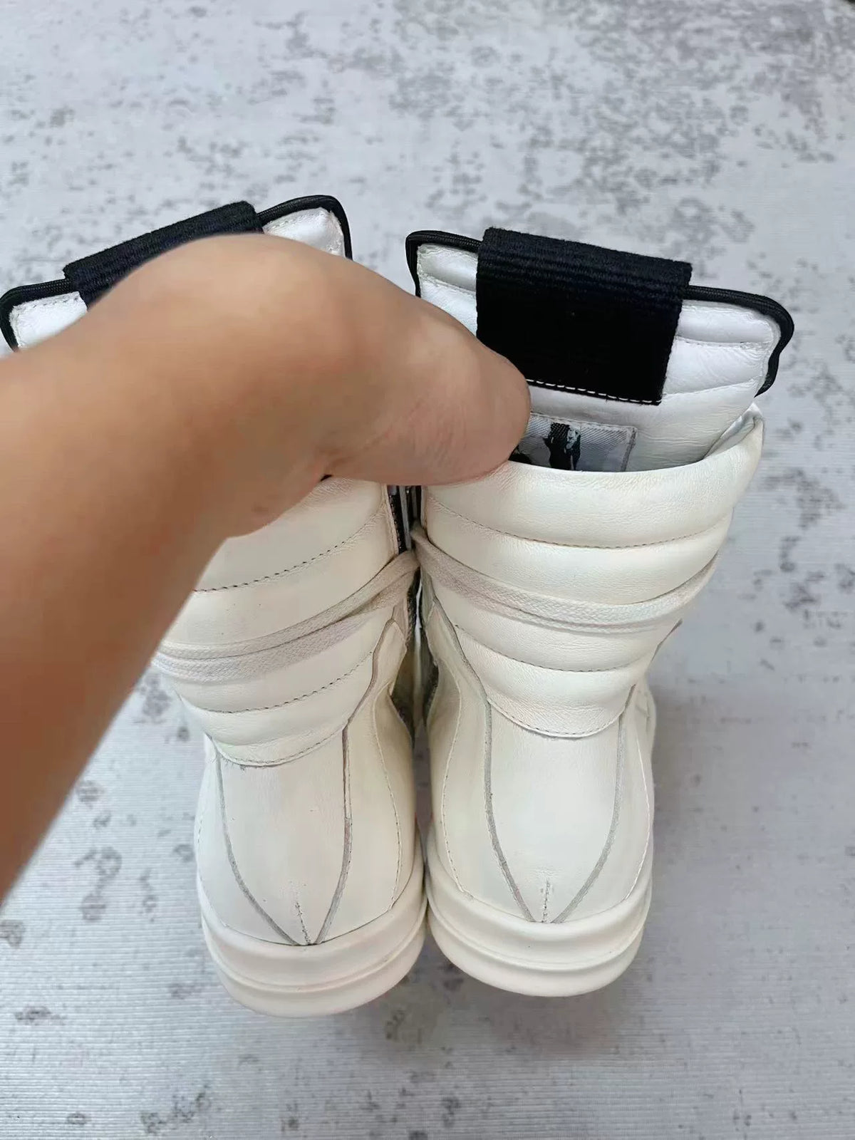 Rick Owens White Milk Inverted-Triangle Sneakers