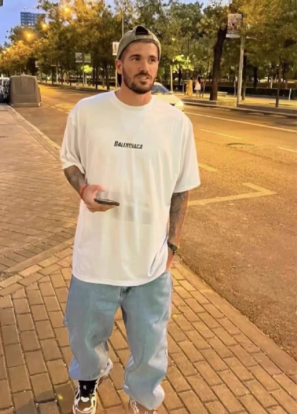 Balenciaga White Mesh Letter Logo Print Short Sleeve Top
