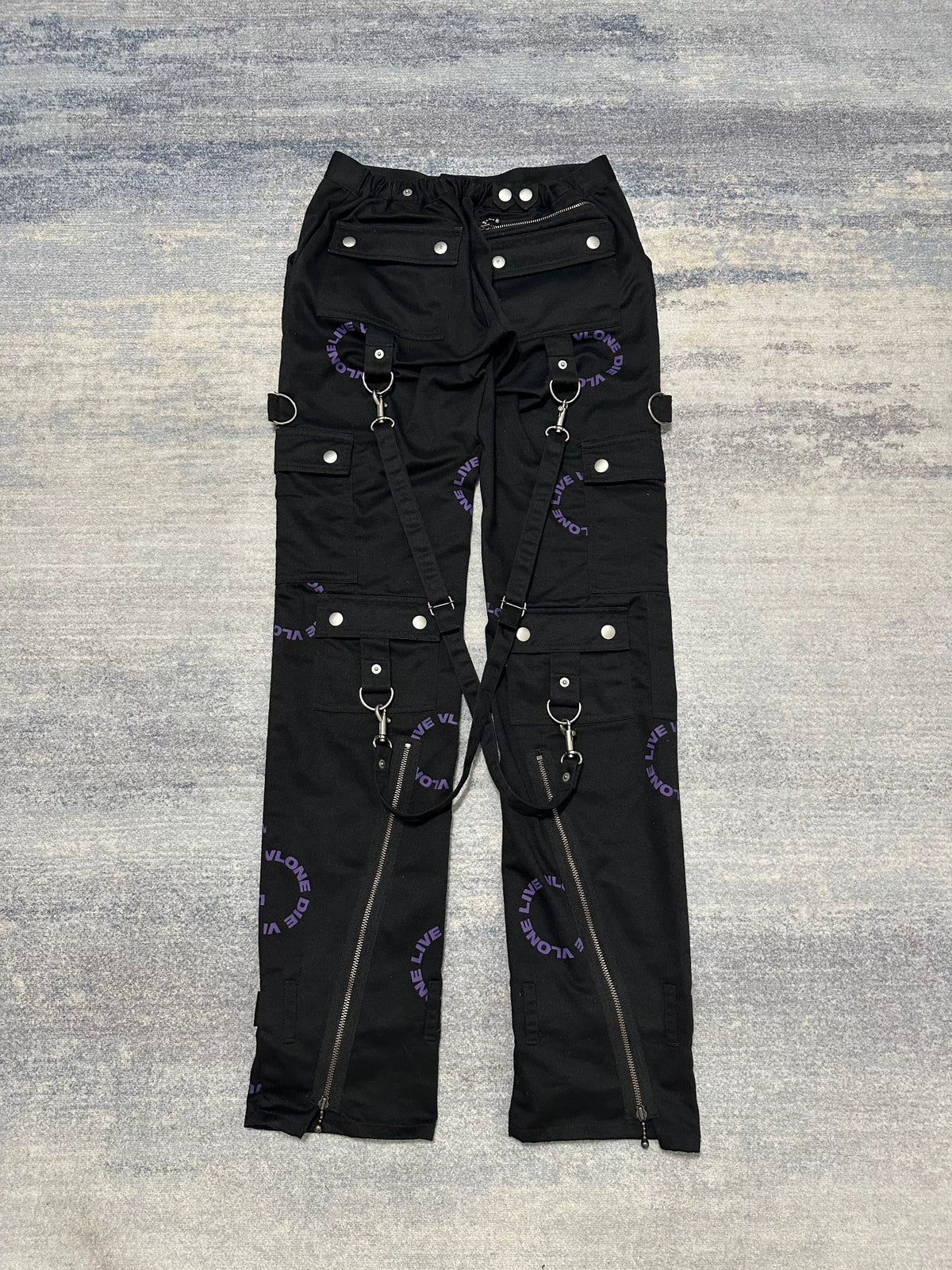 Vlone SS18 Black & Purple Cargo Bondage Pants
