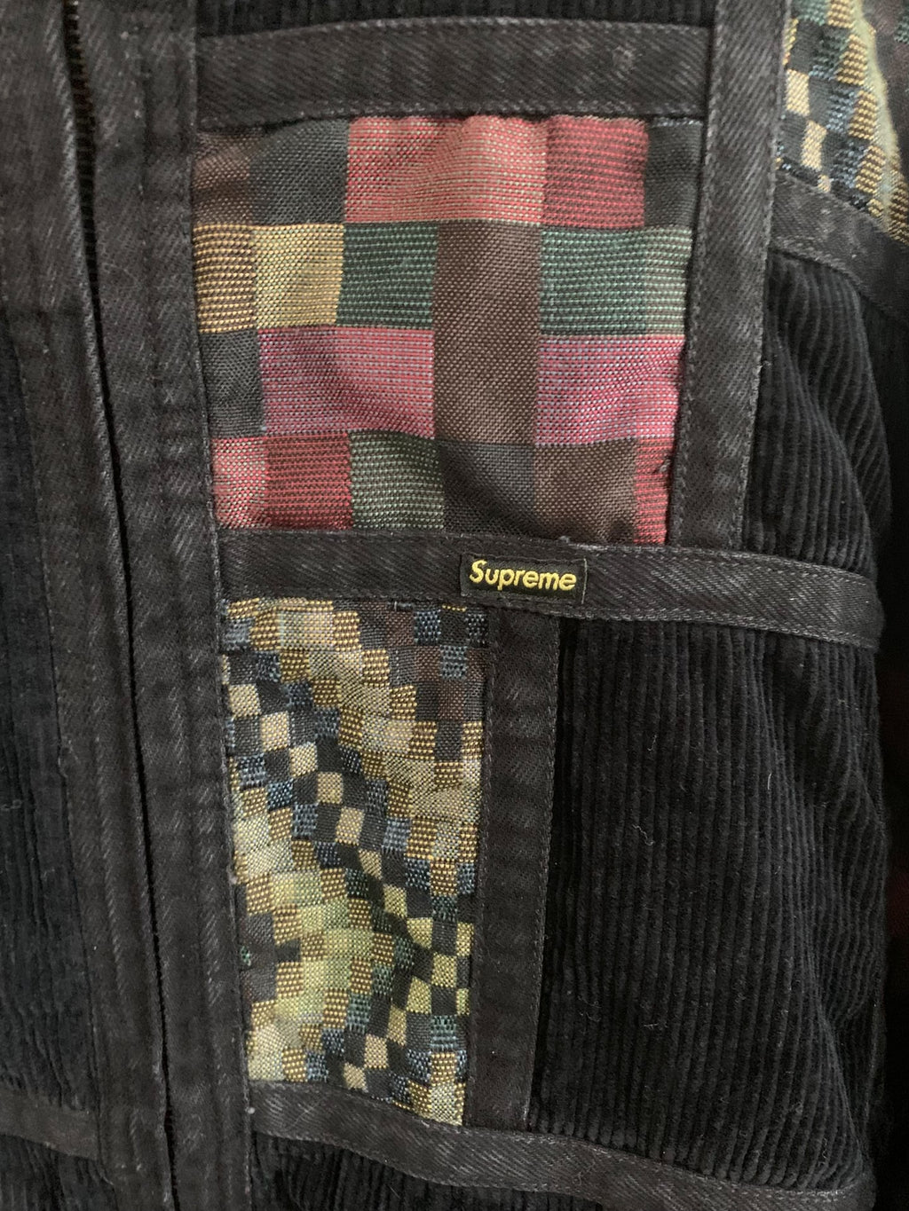 Supreme FW18 Black Washed Corduroy Patchwork Jacket