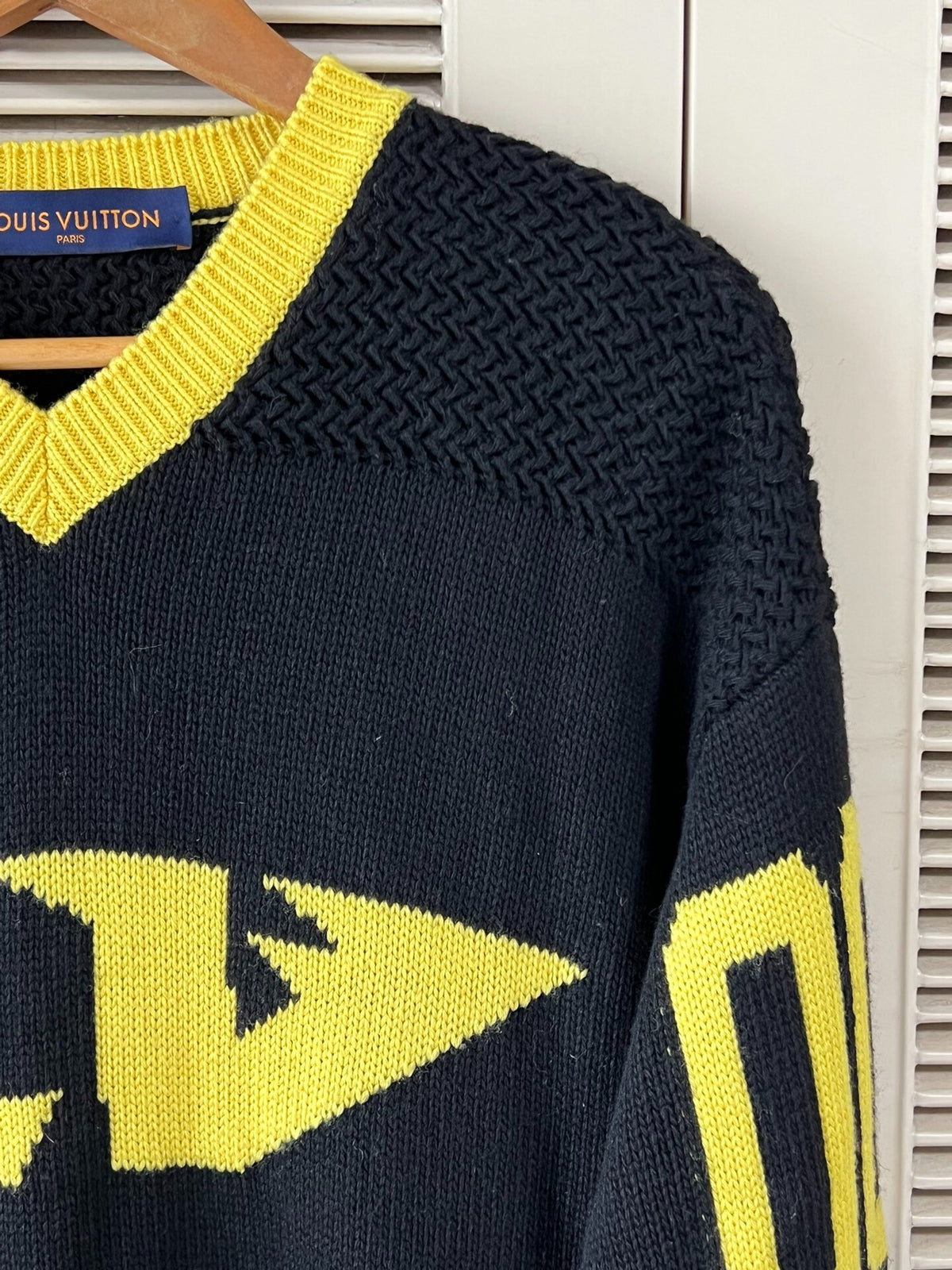 Louis Vuitton LV soccer-style black and yellow sweater