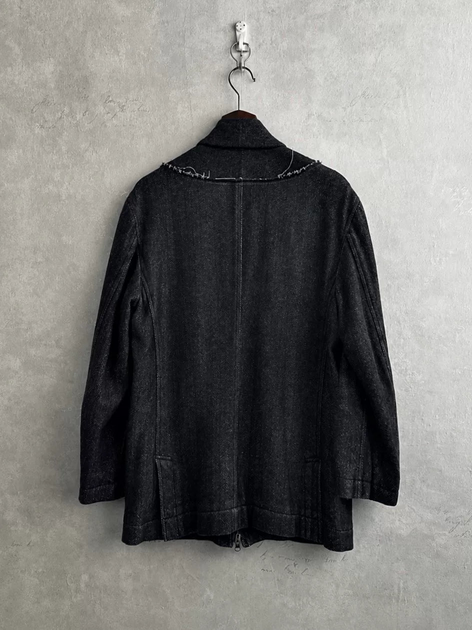 Issey Miyake 00s Raw-Edge Panel Mainline Jacket