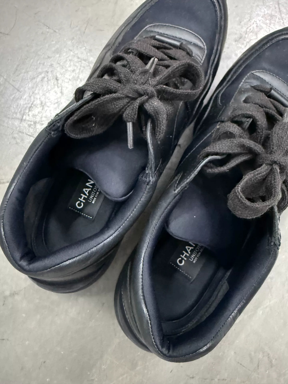 Chanel Lambskin CC Logo Black Sneakers
