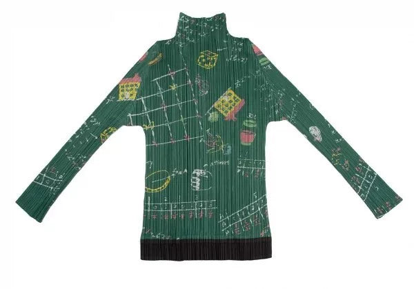 Issey Miyake Chalkboard Doodle Pleated Top