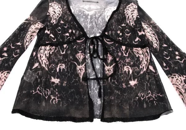 Jean Paul Gaultier Vintage Dark Floral Mesh Cardigan