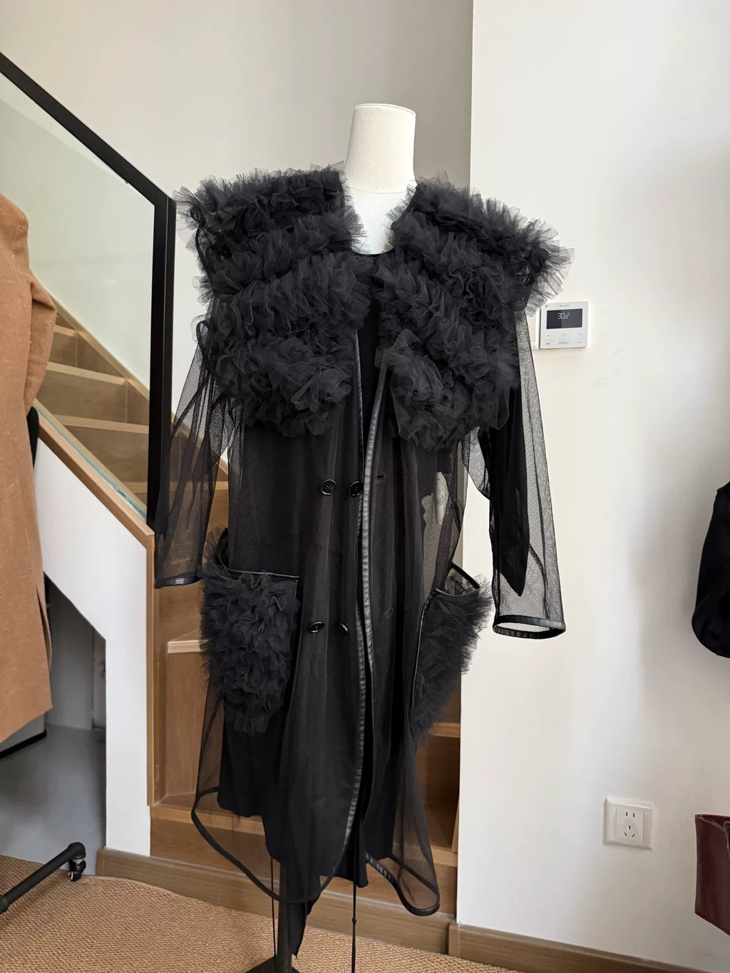 Comme des Garçons Comme des Garçons Noir Black Vintage Tulle One-Piece Coat