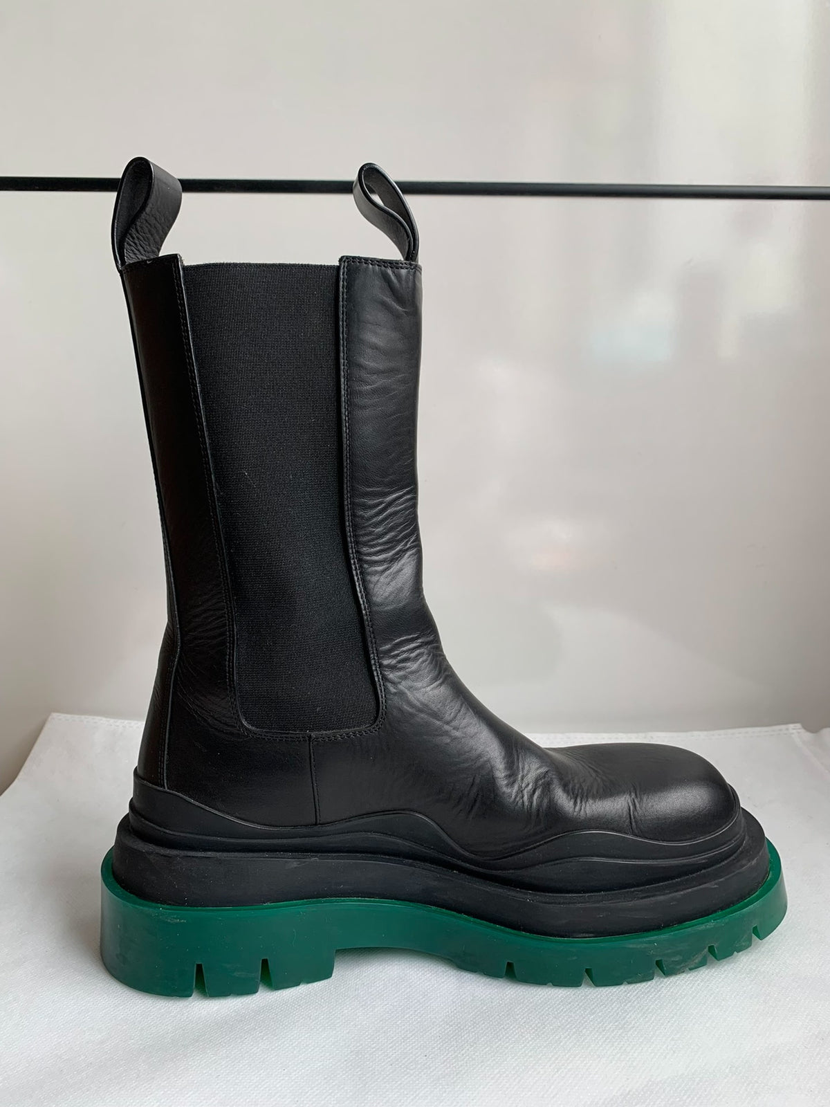 Bottega Veneta Black Green Thick-Sole Calf Boots