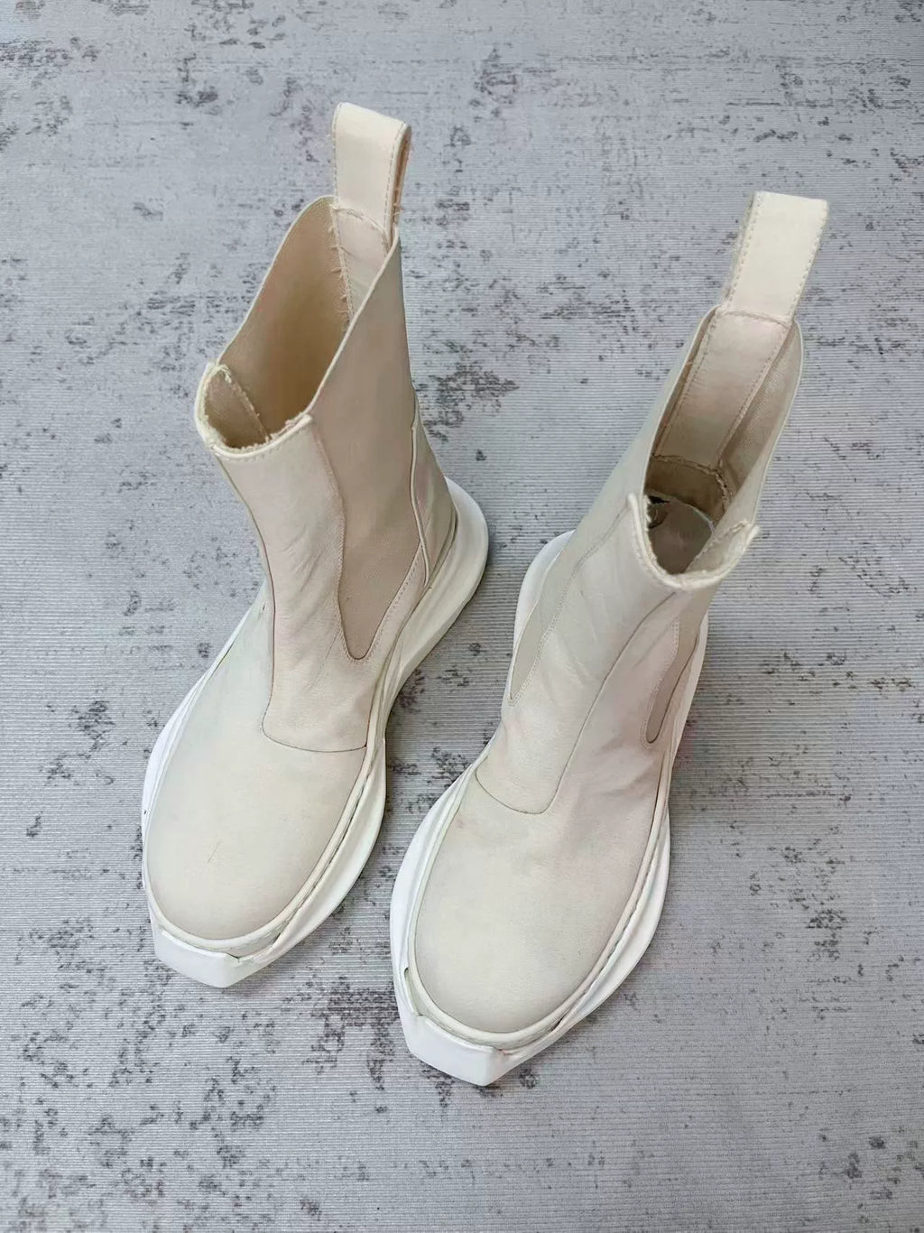 Rick Owens Off-White Platform Chelsea Boots