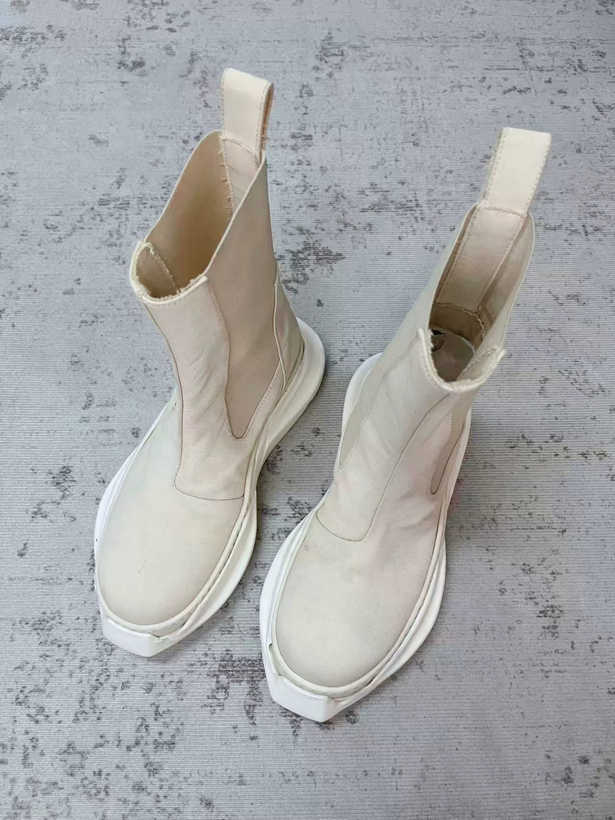 Rick Owens Off-White Platform Chelsea Boots