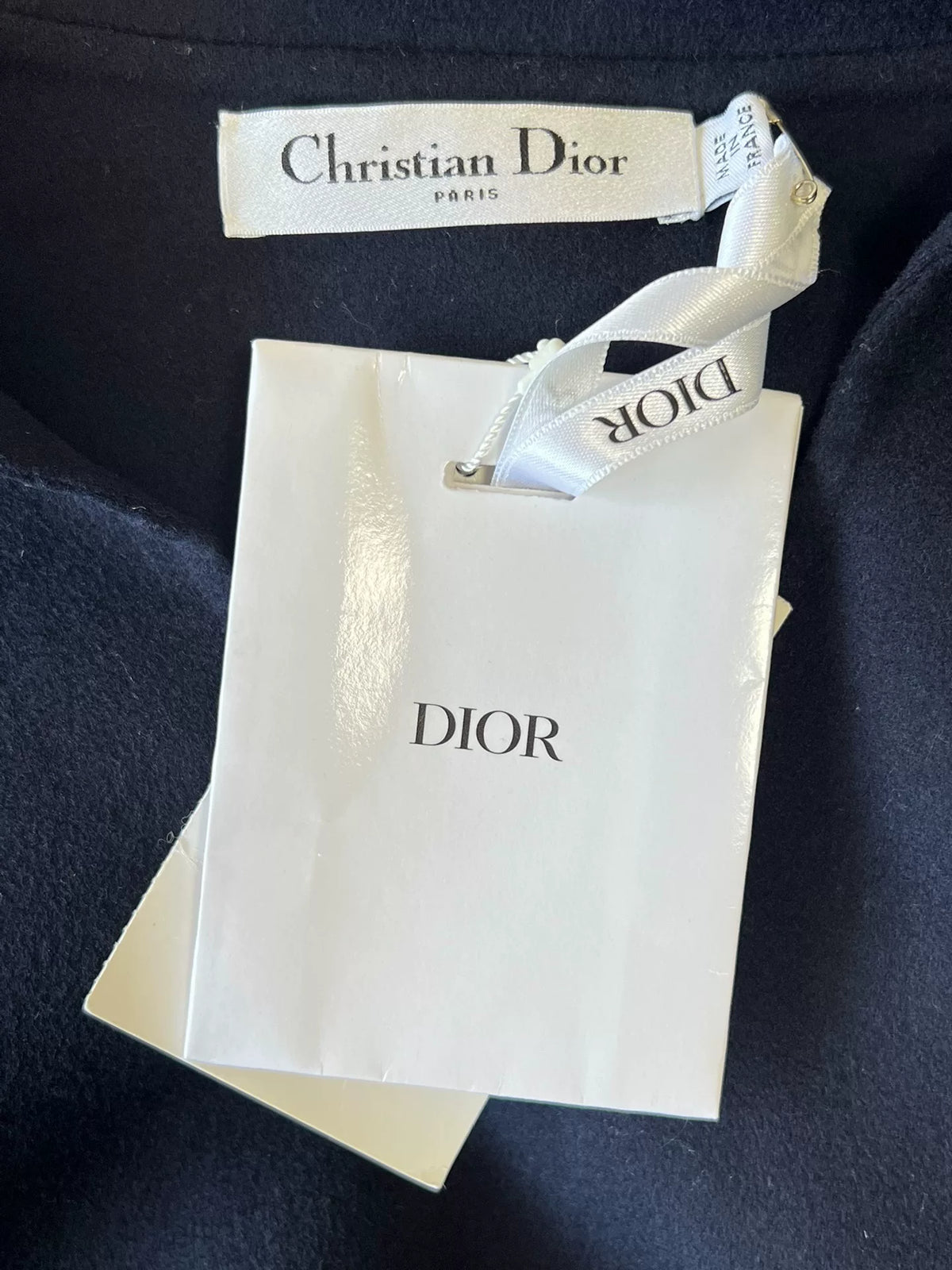 Dior Lapel Drawstring Navy Wool Top