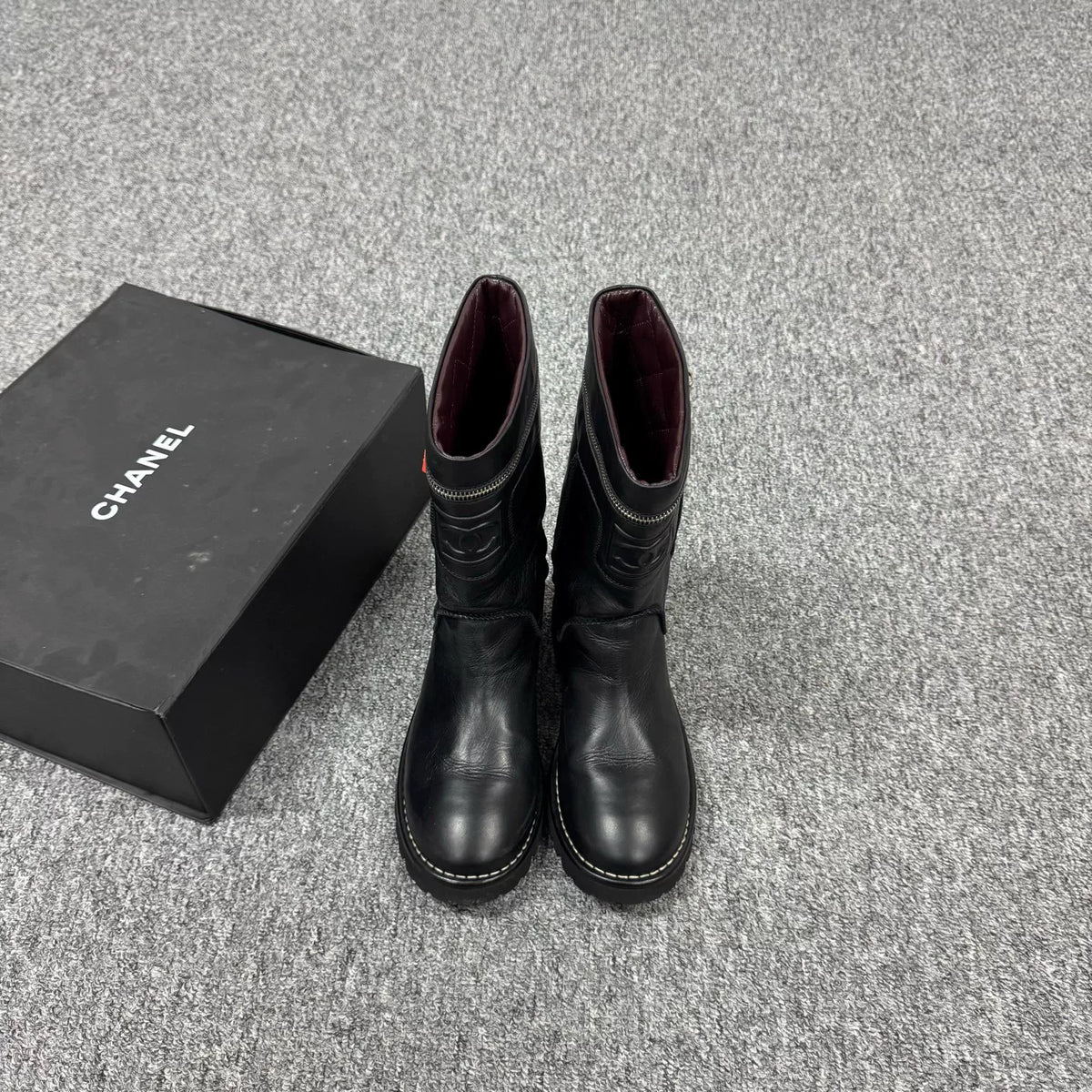 Chanel Double C Zipper Mid-Calf Boots