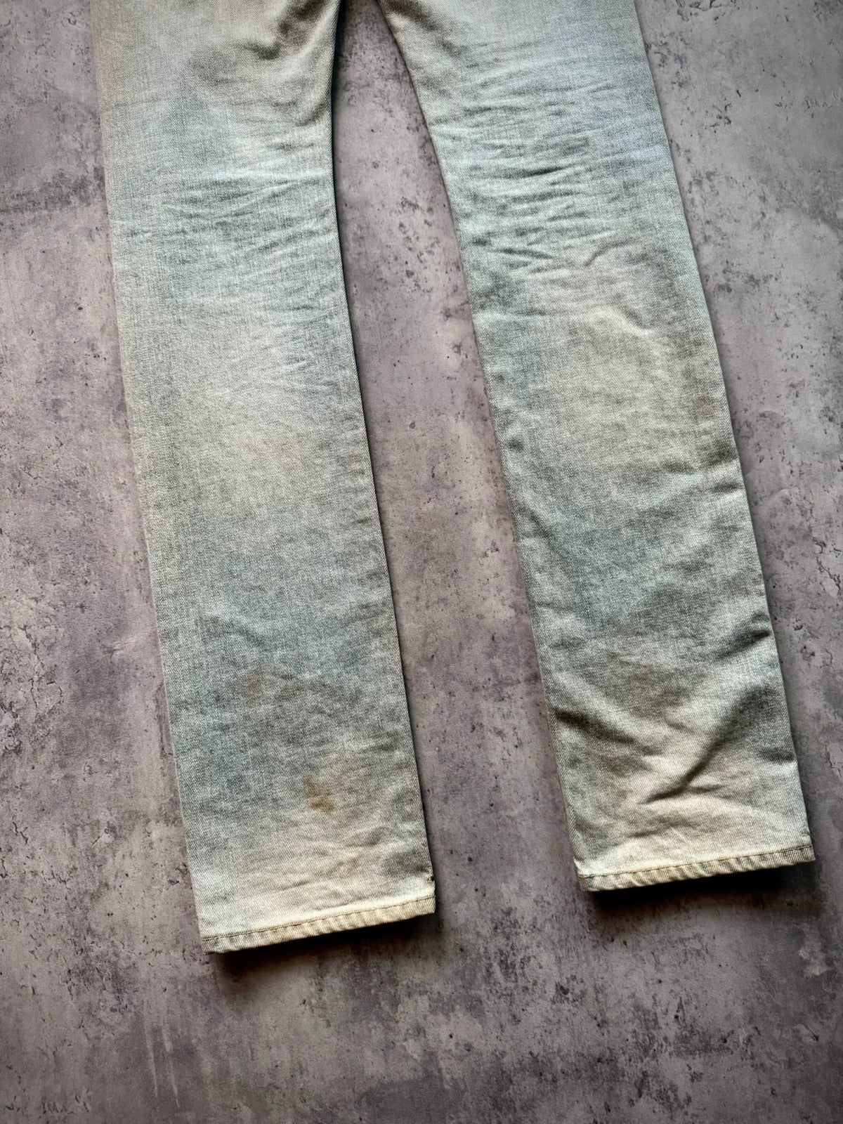 Saint Laurent Paris 13SS D01 Ice Blue Mud Dye Distressed Jeans by Hedi Slimane