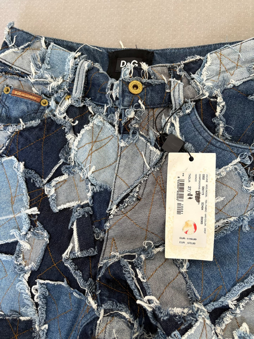 DG Jeans Dolce&Gabbana D&G Vintage Distressed Ripped Patchwork Flared Denim Jeans