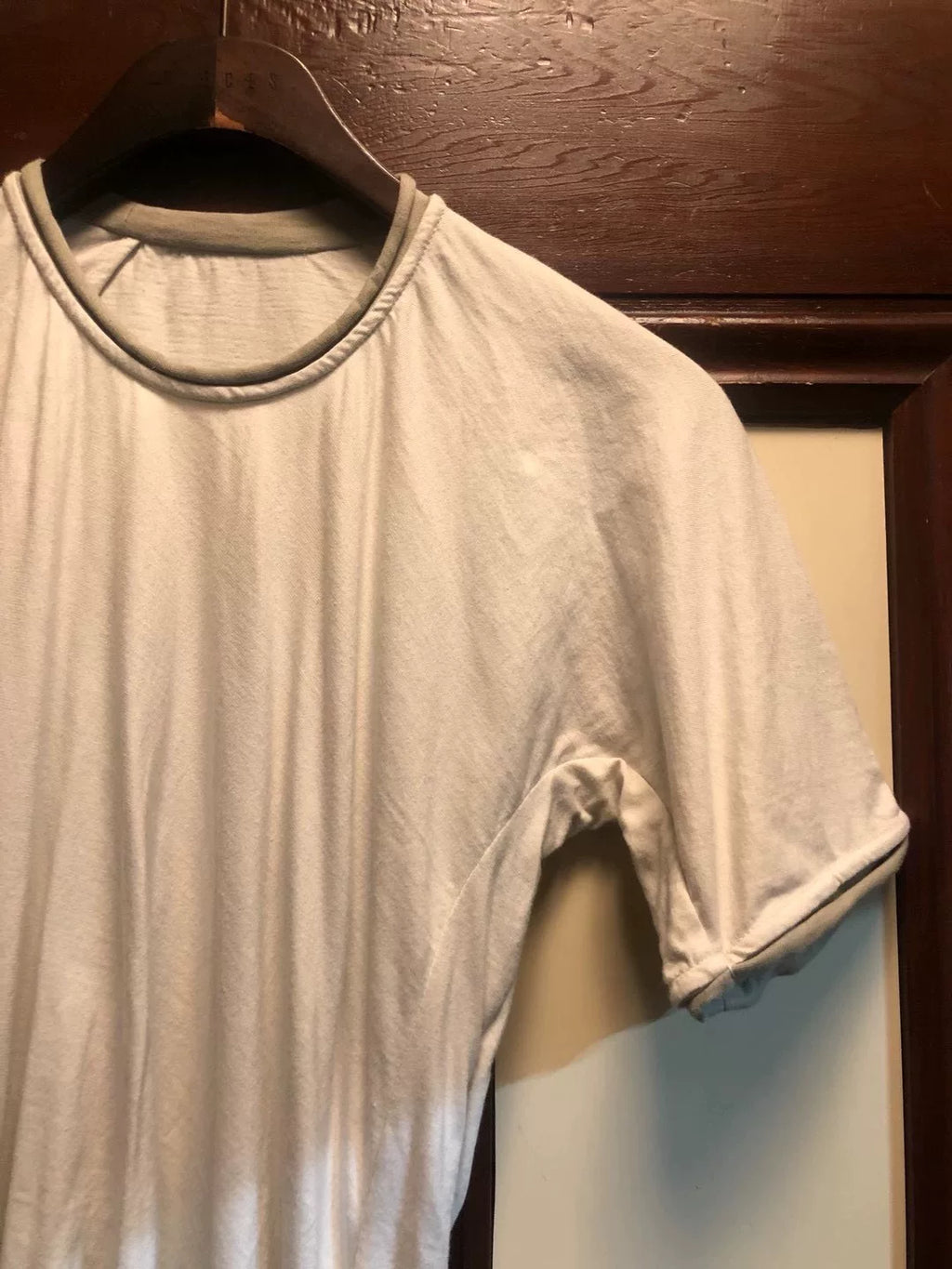 layer-0 18FW white 1/2 double-sided short sleeve Top
