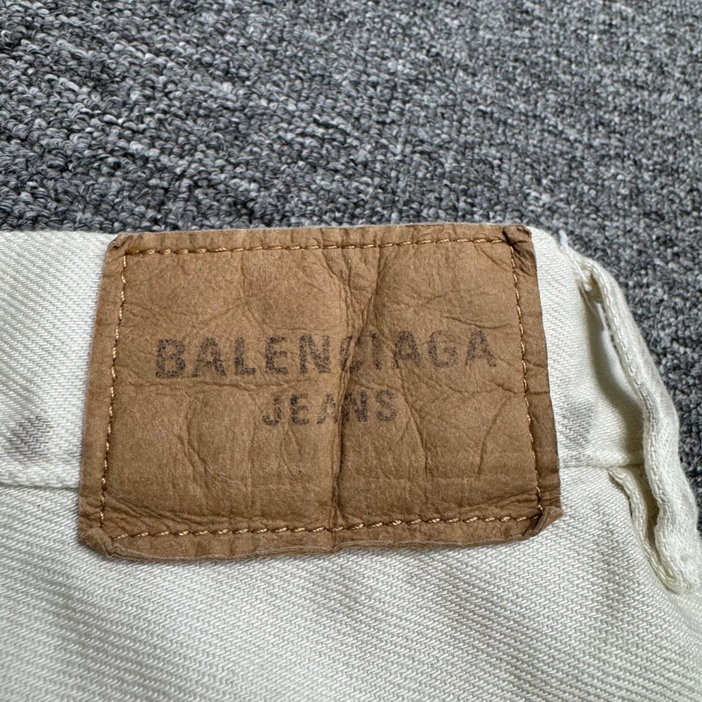 Balenciaga Black Paint-Splatter Distressed Wide-Leg Jeans