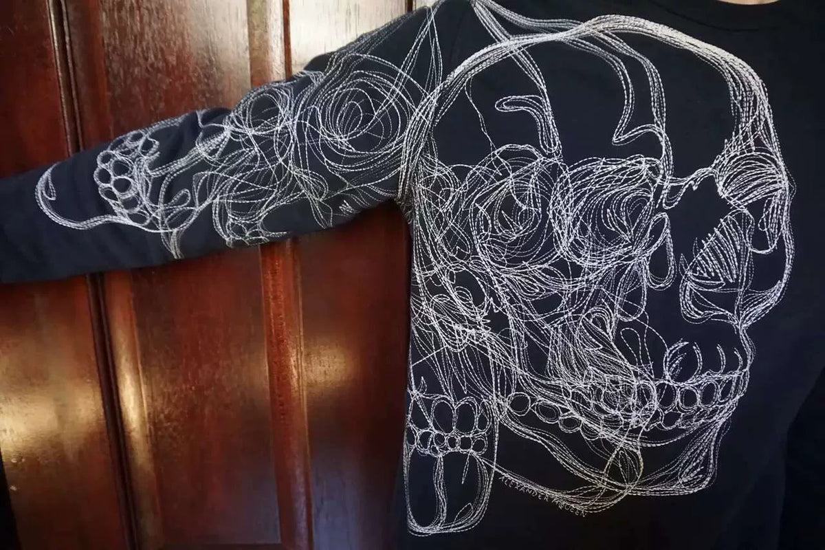 Alexander McQueen SS16 Black 3D Skull Embroidered Cotton Sweater