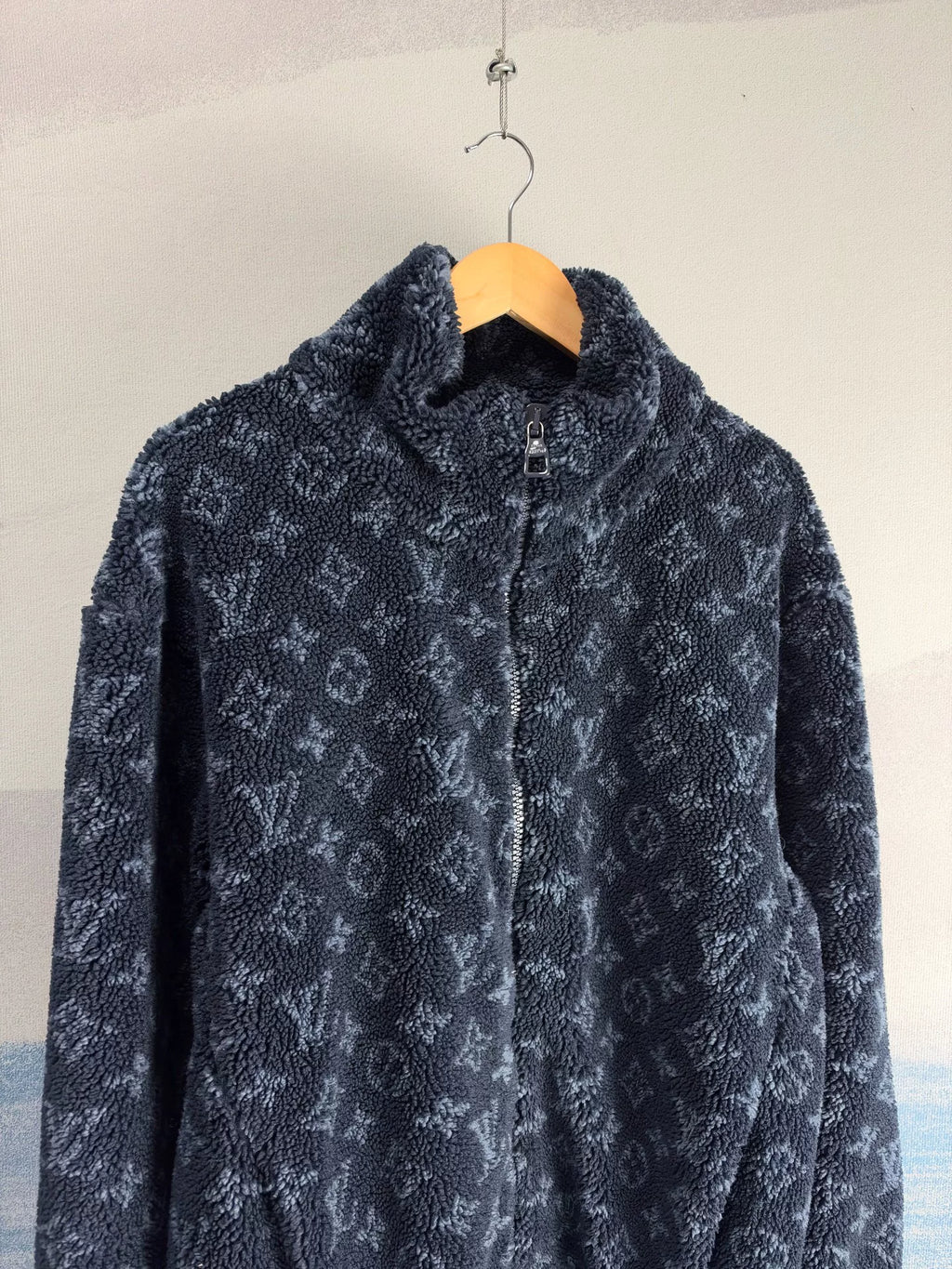 Louis Vuitton Navy Blue All-Over Teddy Jacket