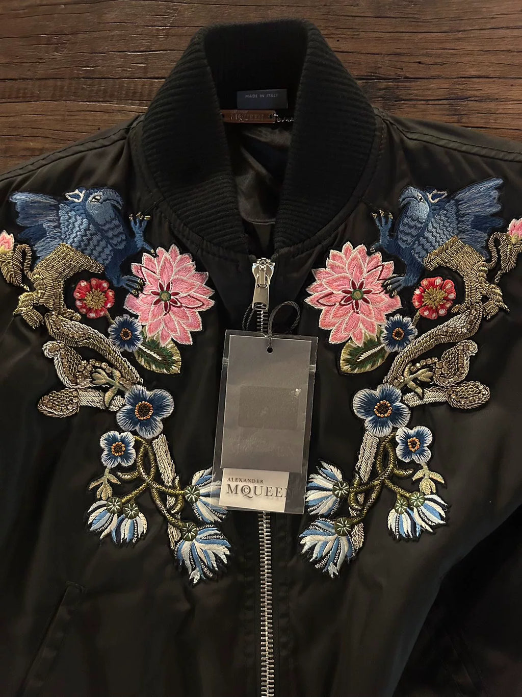 Alexander McQueen FW17 Black Medieval Qilin Floral Gold Thread Embroidered Hossu Jacket