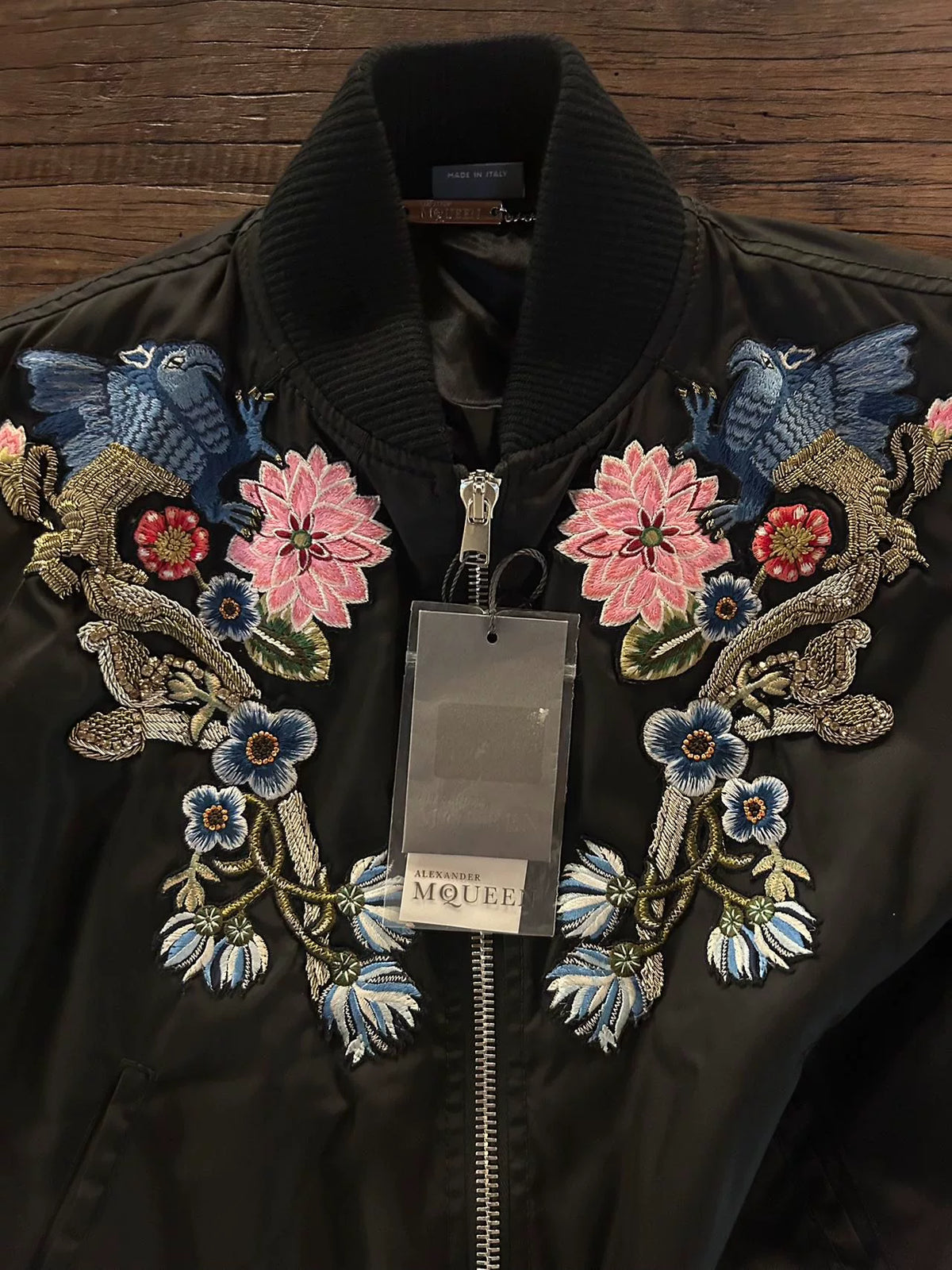 Alexander McQueen FW17 Black Medieval Qilin Floral Gold Thread Embroidered Hossu Jacket